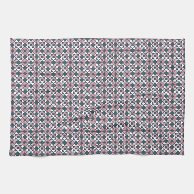 Kaleidoscope Geometric Pattern Pink Kitchen Towel (Horizontal)