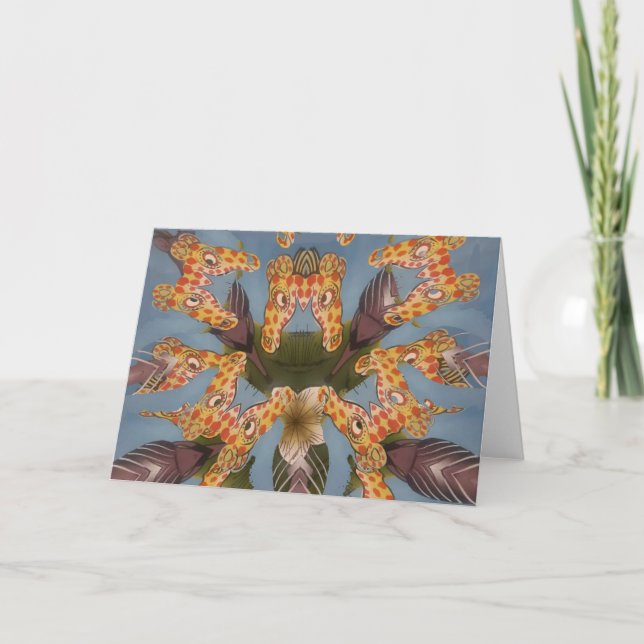 Kaleidoscope Giraffe Mandala: Abstract Safari Art Holiday Card (Front)