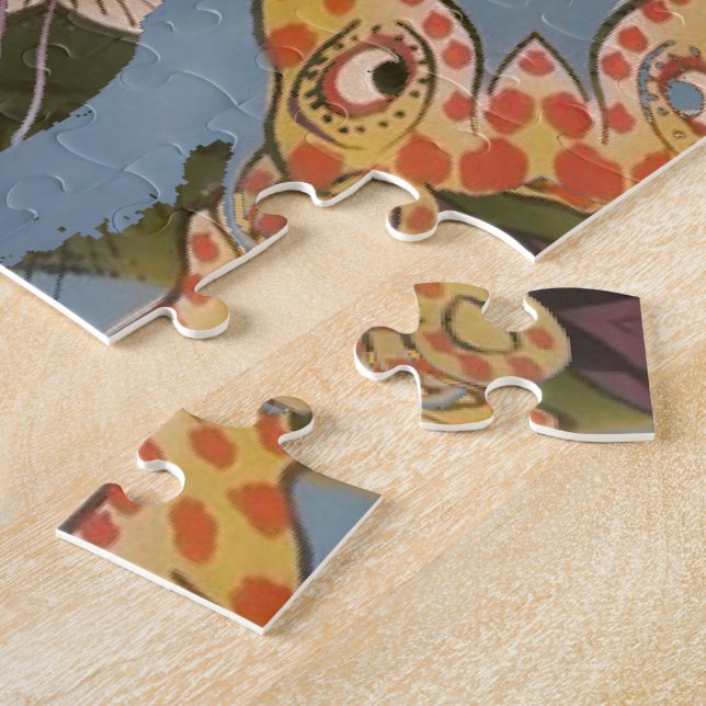 Kaleidoscope Giraffe Mandala: Abstract Safari Art Jigsaw Puzzle (Side)