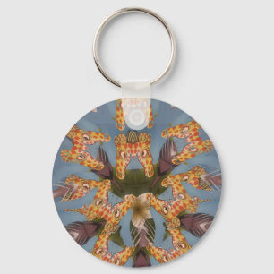 Kaleidoscope Giraffe Mandala: Abstract Safari Art Keychain