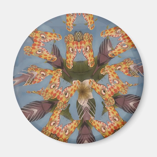 Kaleidoscope Giraffe Mandala: Abstract Safari Art Magnet (Front)