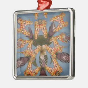 Kaleidoscope Giraffe Mandala: Abstract Safari Art Metal Ornament