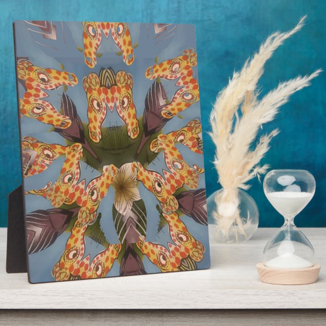 Kaleidoscope Giraffe Mandala: Abstract Safari Art Plaque (Side)