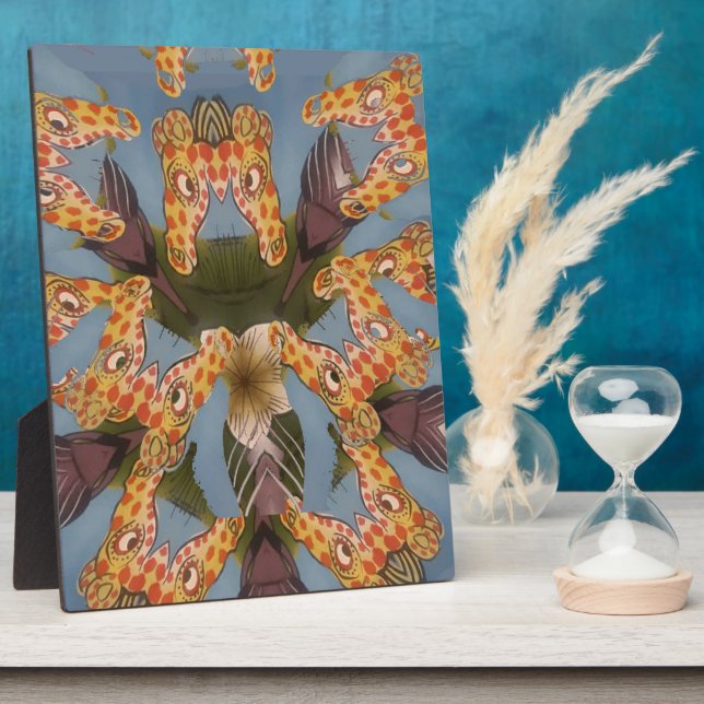 Kaleidoscope Giraffe Mandala: Abstract Safari Art Plaque (Side)