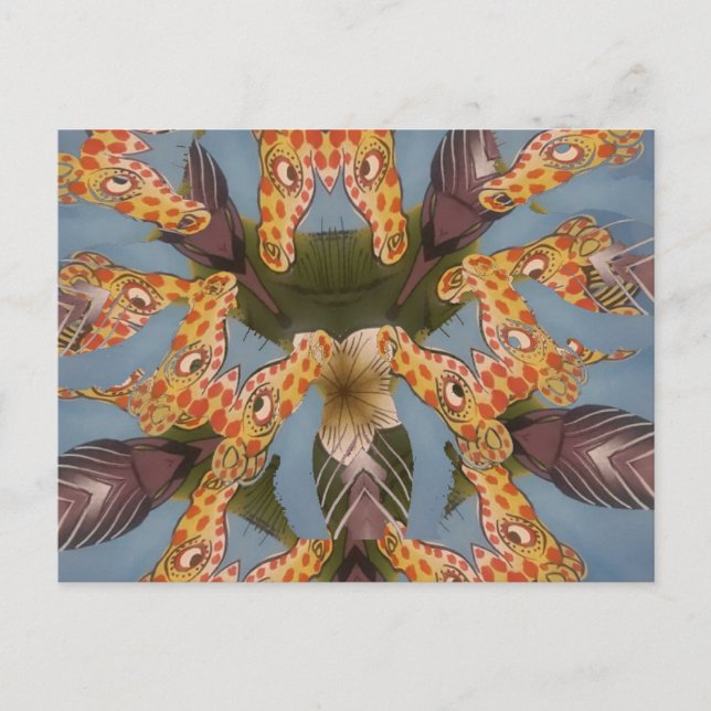 Kaleidoscope Giraffe Mandala: Abstract Safari Art Postcard (Front)