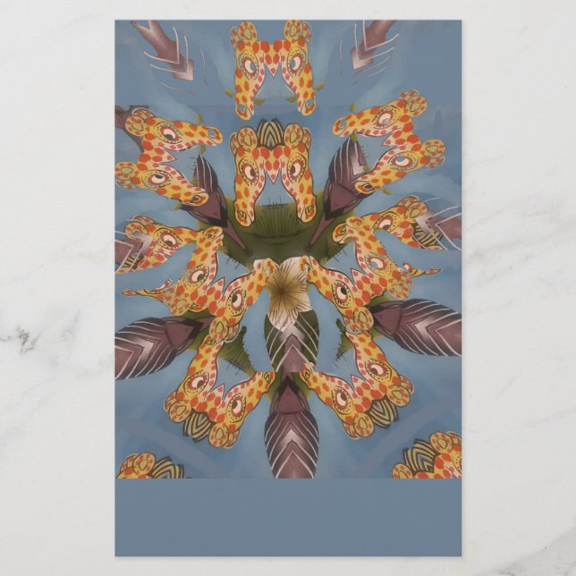 Kaleidoscope Giraffe Mandala: Abstract Safari Art Stationery (Front)