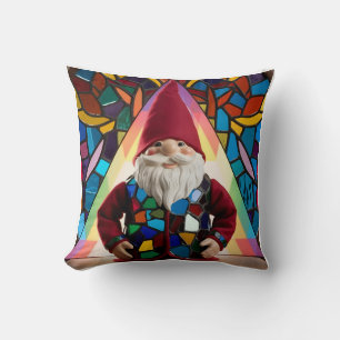 Kaleidoscope Gnome Landscape: Light Show Throw Pillow