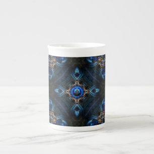 Kaleidoscope Golden Blue x75 Bone China Mug