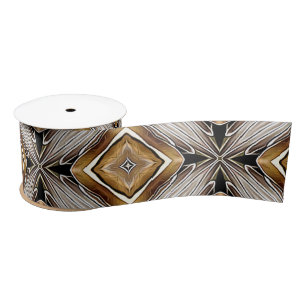 Kaleidoscope Golden-Bronze Pattern Satin Ribbon