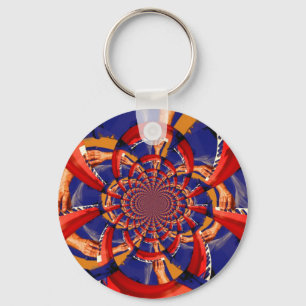 kaleidoscope hand playing red keyboard orange blue keychain