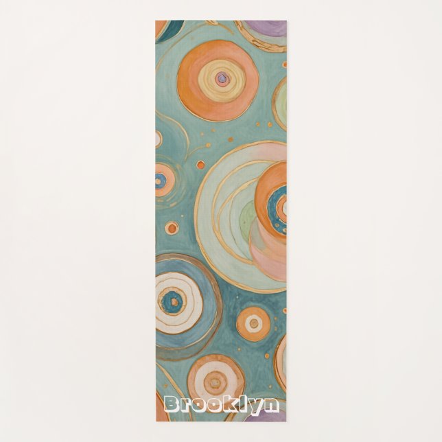 Kaleidoscope Harmony: The Swirly Pastel Circles Yoga Mat (Front)