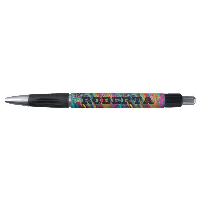 Kaleidoscope/hippy colourful pen - editable name (Front)