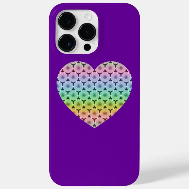Kaleidoscope honeycomb rainbow heart on purple Case-Mate iPhone case (Back)