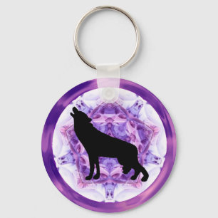 Kaleidoscope Howling Wolf Keychain