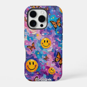Kaleidoscope Joy: Butterfly Smile Galaxy iPhone 16 Pro Case