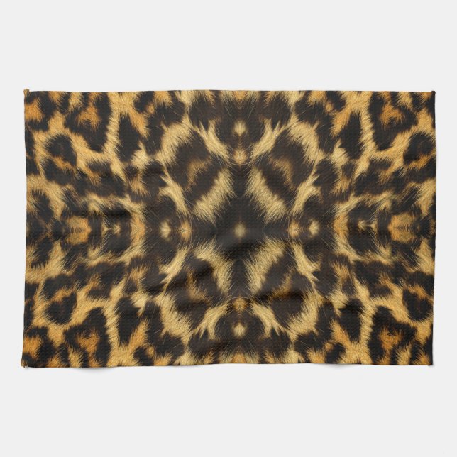 Kaleidoscope Leopard Fur Pattern Kitchen Towel (Horizontal)