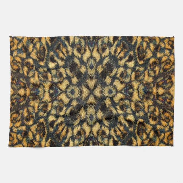 Kaleidoscope Leopard Fur Pattern Kitchen Towel (Horizontal)