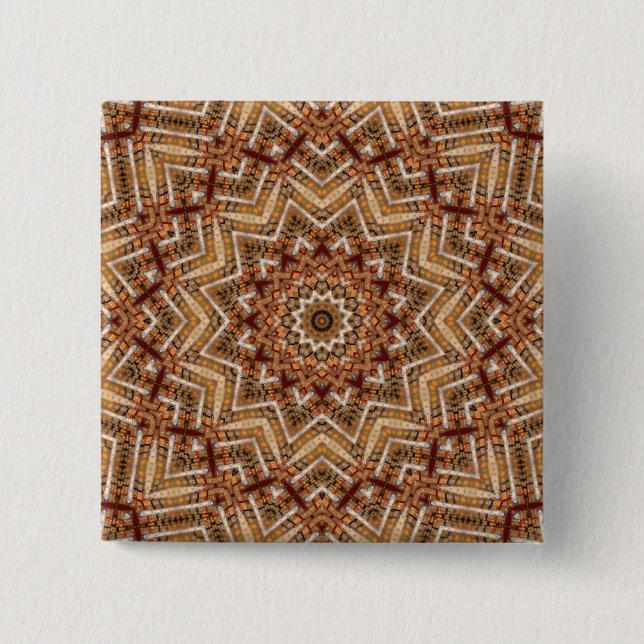 Kaleidoscope Light Brown Star 2 Inch Square Button (Front)