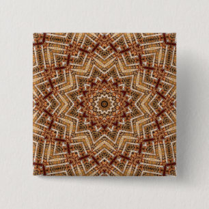 Kaleidoscope Light Brown Star 2 Inch Square Button