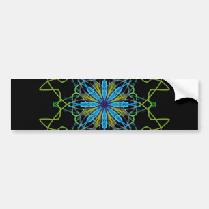 Kaleidoscope Mandala Art Black Blue Star Bumper Sticker