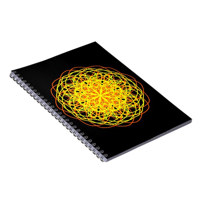 Kaleidoscope Mandala Art Energy Flower Yellow Notebook (Right Side)