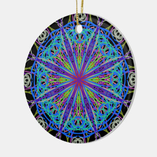 Kaleidoscope Mandala Art Joyful Colours Ceramic Ornament