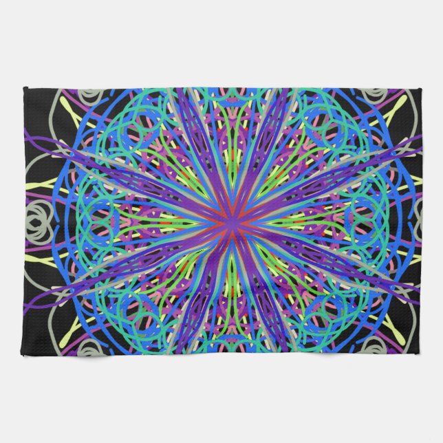 Kaleidoscope Mandala Art Joyful Colours Kitchen Towel (Horizontal)