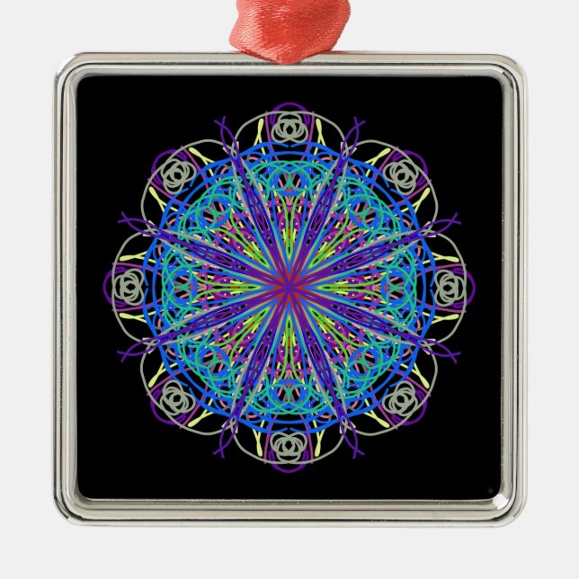 Kaleidoscope Mandala Art Joyful Colours Metal Ornament (Front)