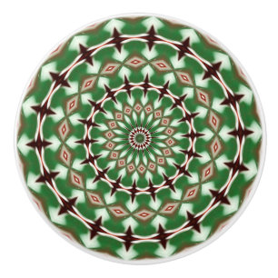 Kaléidoscope Mandala ceramic bouton en vert