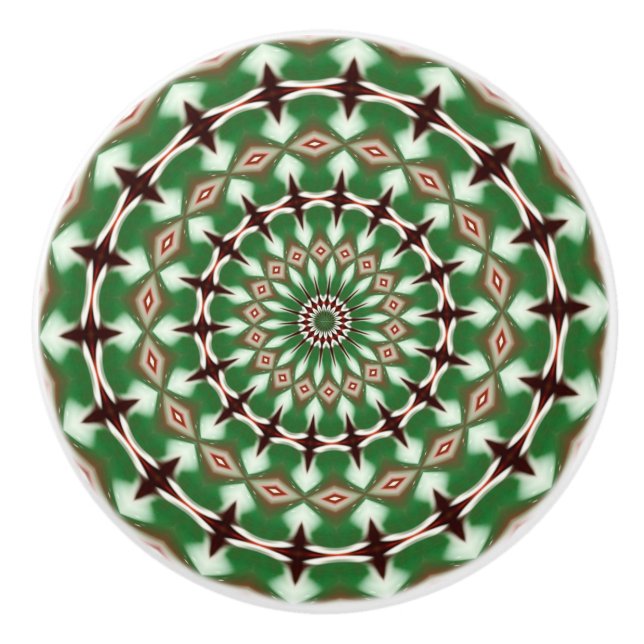 Kaléidoscope Mandala ceramic bouton en vert (Devant)