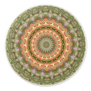 Kaleidoscope Mandala ceramic bouton vert orange
