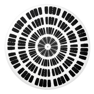 Kaleidoscope Mandala ceramic knob black and white