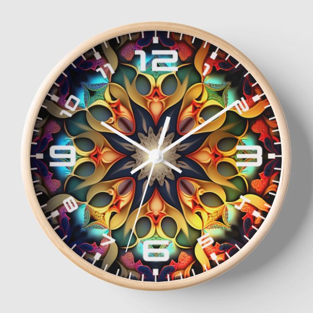 Kaleidoscope Mandala Flower Design-23091 Clock (Front)