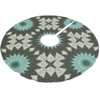 Kaleidoscope Mandala in Green and Blue Brushed Polyester Tree Skirt