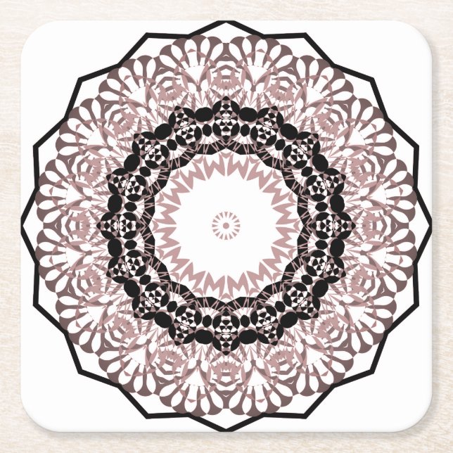 Kaleidoscope , mandala square paper coaster (Front)