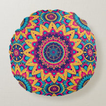 Kaleidoscope Mandala Symphony Round Pillow