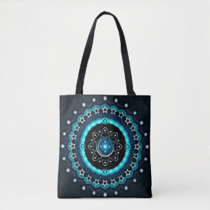 Kaleidoscope Mandala with Black Background Tote Bag