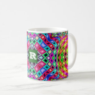 Kaleidoscope of Color Custom Text Monogram Coffee Coffee Mug