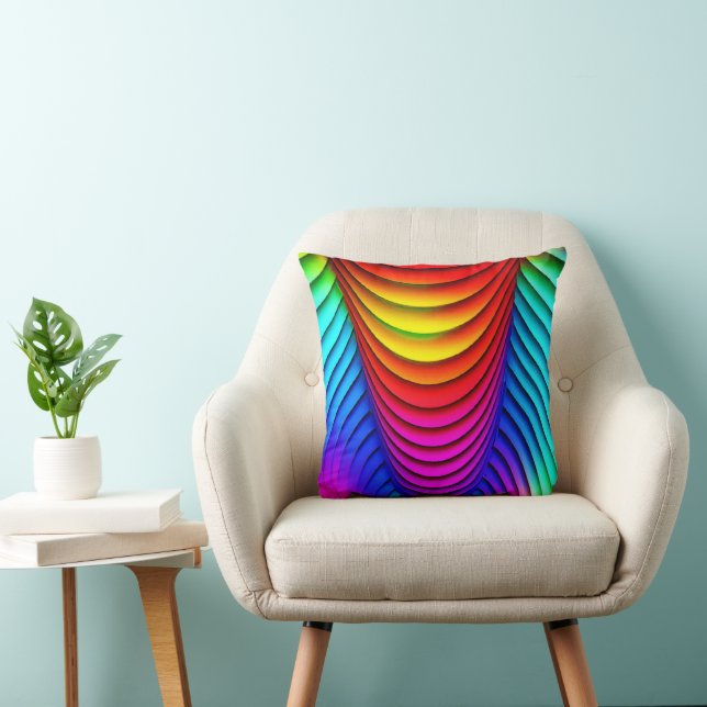Kaleidoscope of Colours 3D Pattern Throw Pillow (Chair)