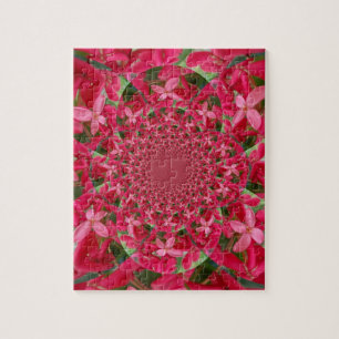 Kaleidoscope of Crimson: Blood Milkweed Flower Art Jigsaw Puzzle