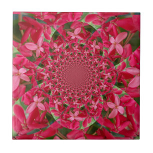 Kaleidoscope of Crimson: Blood Milkweed Flower Art Tile