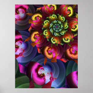 Kaleidoscope of Fractal Spirals Poster