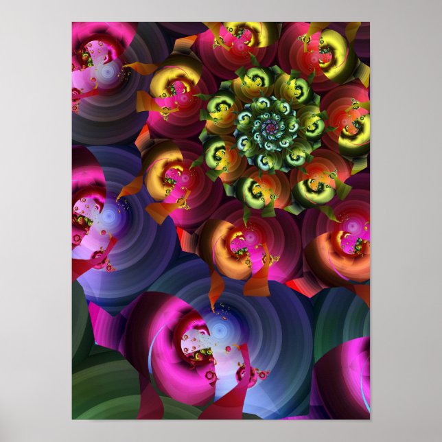 Kaleidoscope of Fractal Spirals Poster (Front)