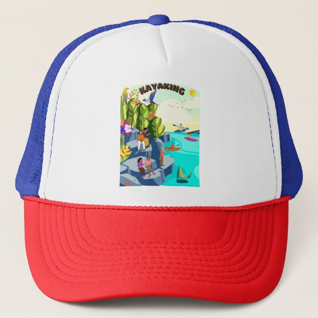 Kaleidoscope of Nature’s Beauty in Kayaking Bliss  Trucker Hat (Front)