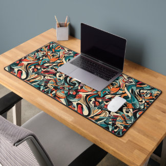Kaleidoscope of Whimsical Curves Desk Mat