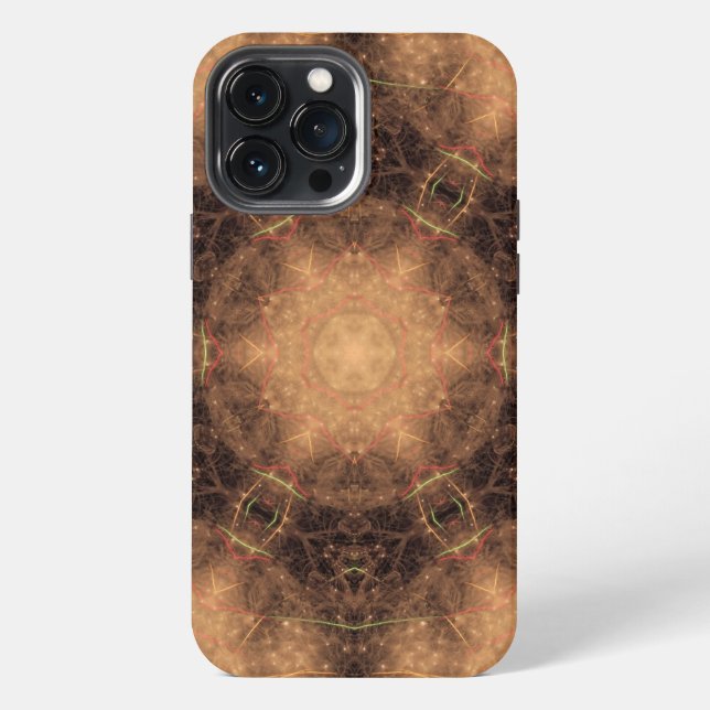 Kaleidoscope Orange Mist Black Background iPhone Case (Back)