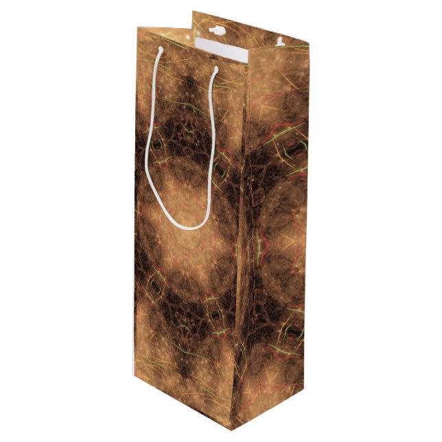 Kaleidoscope Orange Mist Black Background Wine Gift Bag (Front Angled)