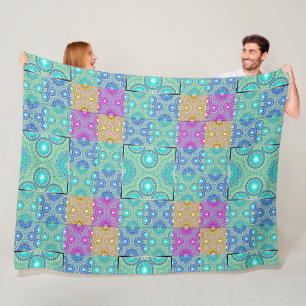 Kaleidoscope Patchwork - seamless pattern 1 Fleece Blanket