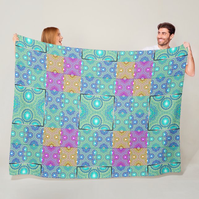 Kaleidoscope Patchwork - seamless pattern 1 Fleece Blanket (In Situ)