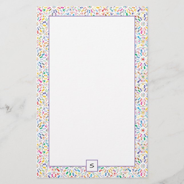 Kaleidoscope Pattern | Monogram Stationery (Front)